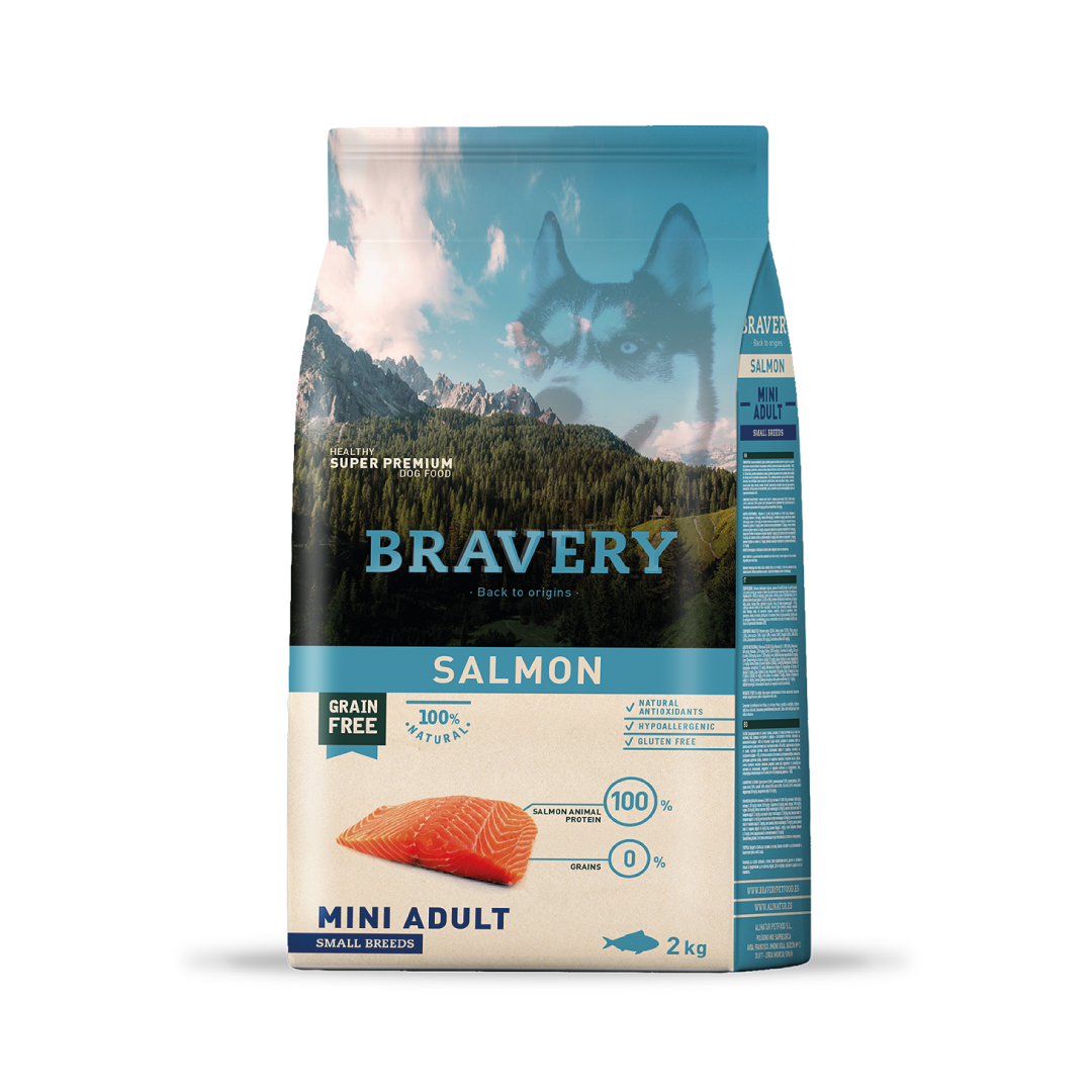 4PE020006-1.png BRAVERY SALMON MINI ADULT SMALL BREEDS 2 KG - Imagen 1