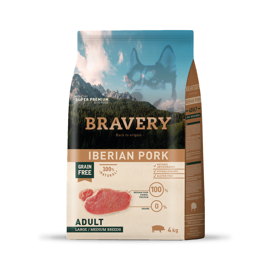 4PE040064-1.png BRAVERY IBERIAN PORK ADULT LARGE/MEDIUM BREEDS 4 KG - Imagen 1