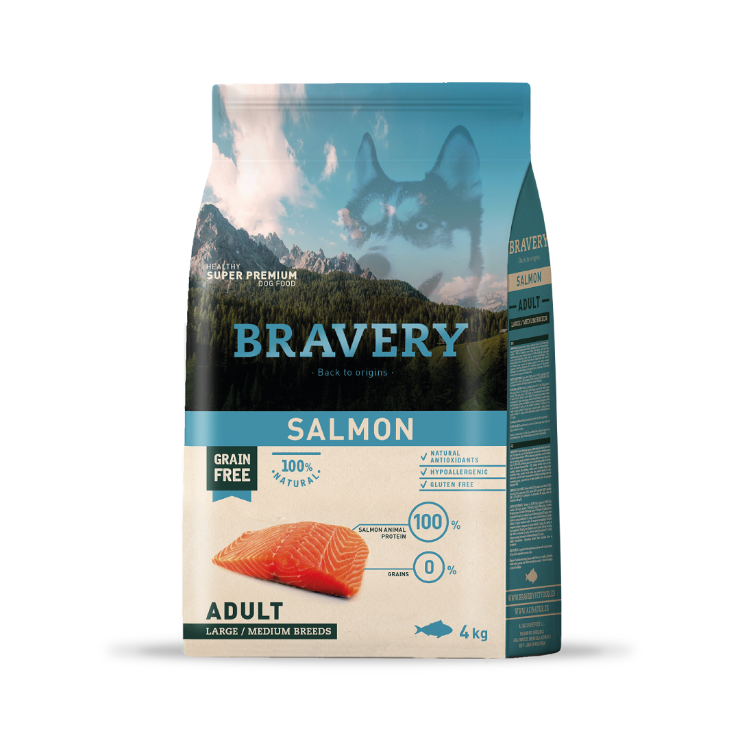 4PE040066-1.png BRAVERY SALMON ADULT LARGE/MEDIUM BREED 4 KG - Imagen 1
