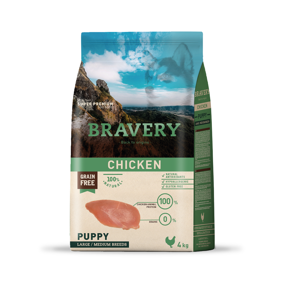 4PE040067-1.png BRAVERY CHICKEN PUPPY LARGE/MEDIUM BREEDS 4 KG - Imagen 1