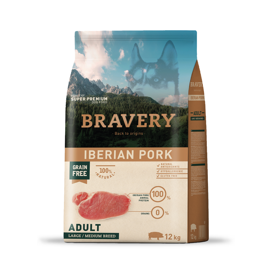 4PE120006.png BRAVERY IBERIAN PORK ADULT LARGE/MEDIUM BREEDS 12 KG - Imagen 1