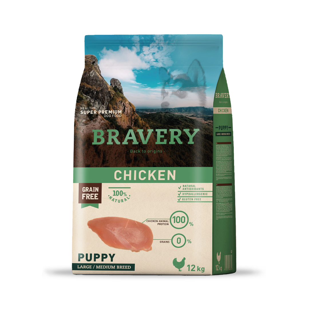 4PE120009-1.png BRAVERY CHICKEN PUPPY LARGE/MEDIUM BREEDS 12 KG - Imagen 1