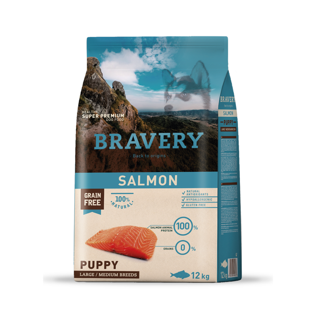 4PE120016-1.png BRAVERY SALMON PUPPY LARGE/MEDIUM BREEDS 12 KG - Imagen 1