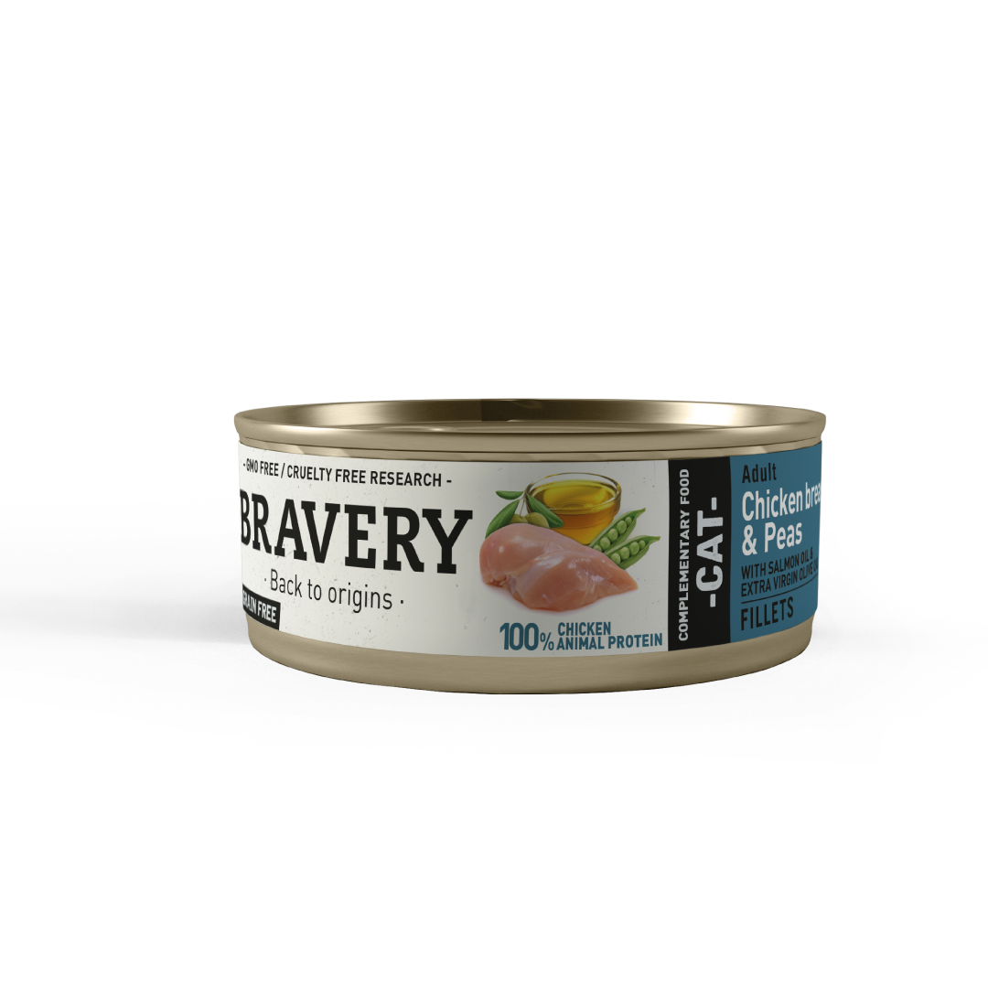 5GA70002.png BRAVERY CHICKEN AND PEAS ADULT CAT WET FOOD 70 GR - Imagen 1