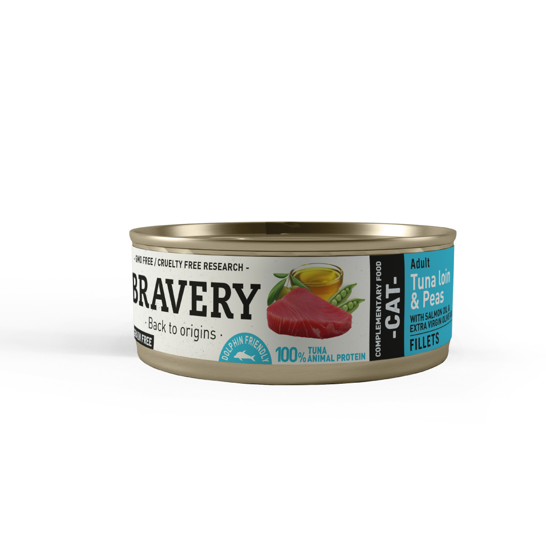5GA70004.png BRAVERY TUNA LOIN AND PEAS ADULT CAT WET FOOD 70 GR - Imagen 1